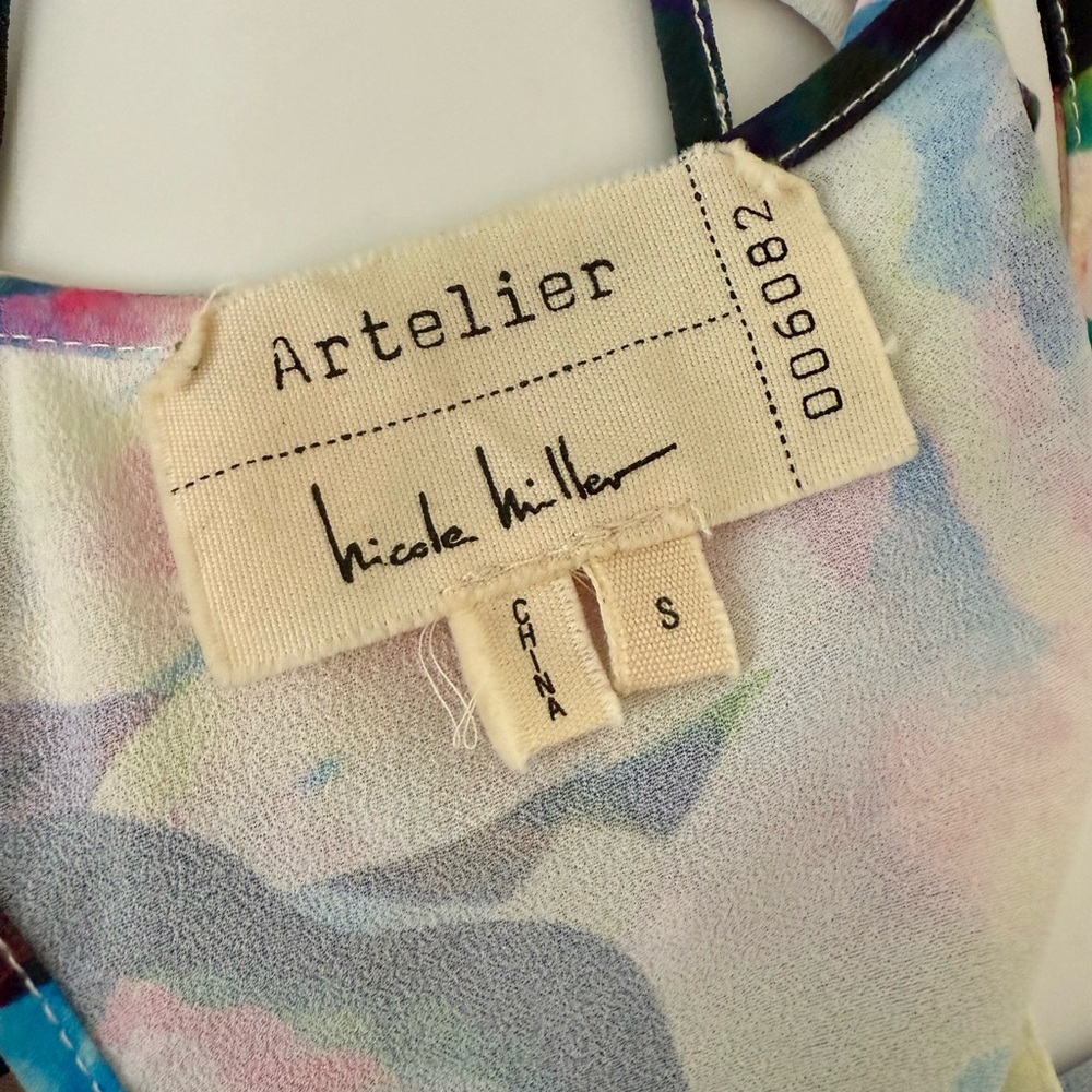 Nicole Miller Artelier Bright Floral Colorful Cold Shoulder Blouse Small - Picture 5 of 6